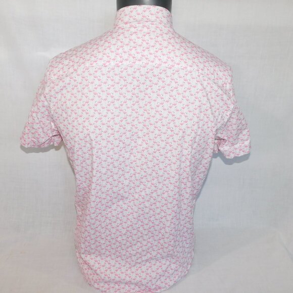 CON.STRUCT Mens M Slim Fit Stretch FLAMINGO Short Sleeve Button Front Shirt - Picture 11 of 13